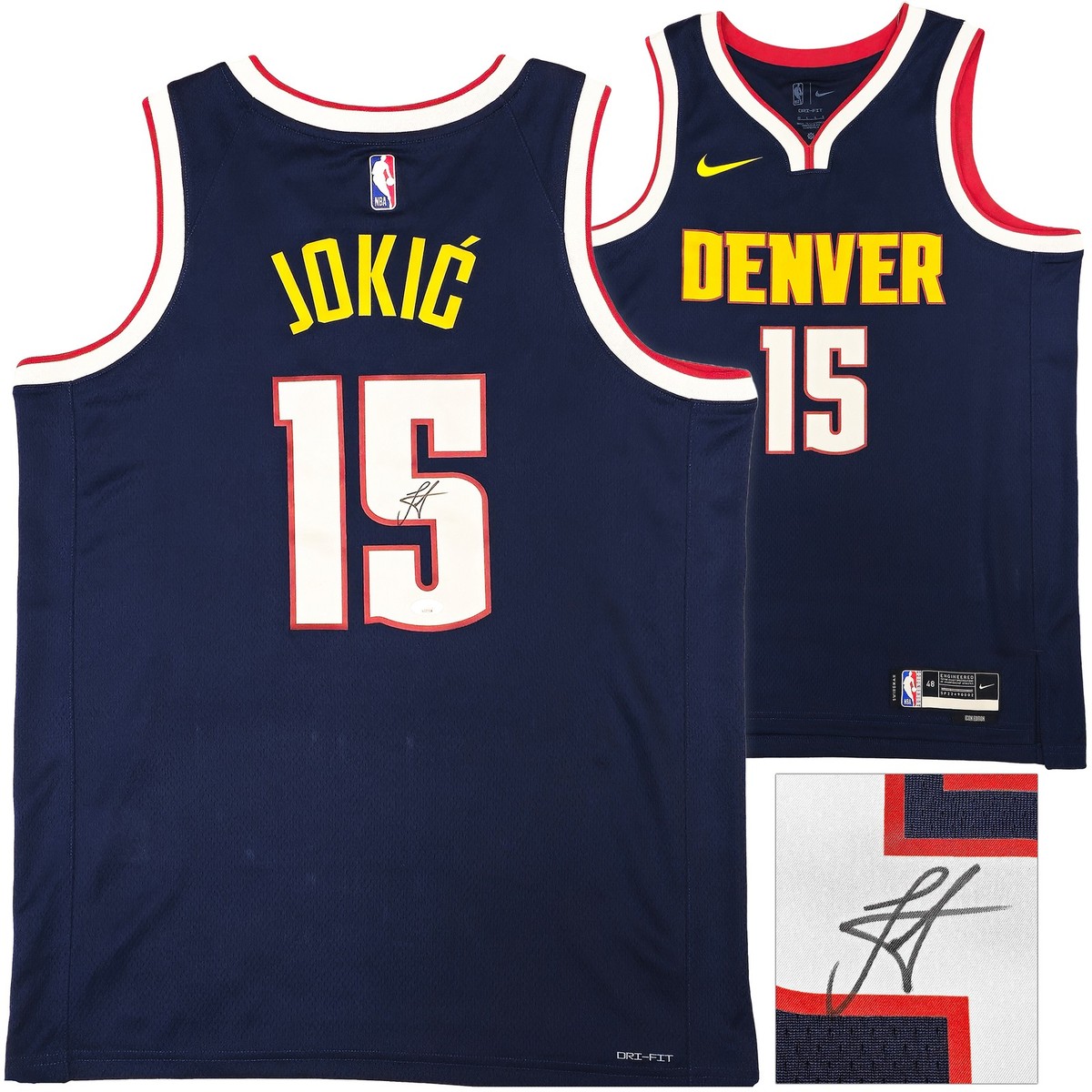 Nuggets Nikola Jokic Signed Blue Nike Swingman Icon Edition Jersey