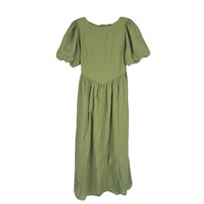 American Eagle Maxi Dress Green Puff Sleeve Drop Waist Gauzy Womens M Prairie