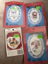 Lot of 4 Designs For The Needle Lace Ornament Christmas Cross Stitch Kits New