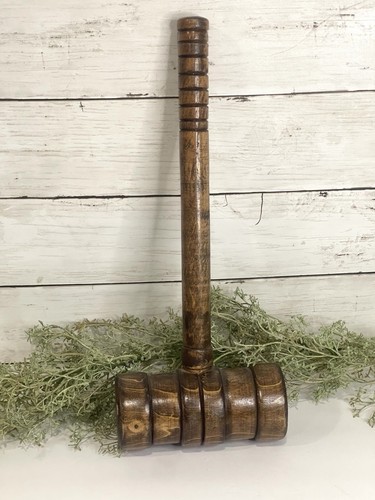ANTIQUE 6” WOOD MALLET / GAVEL LARGE PEG CONSTRUCTION
