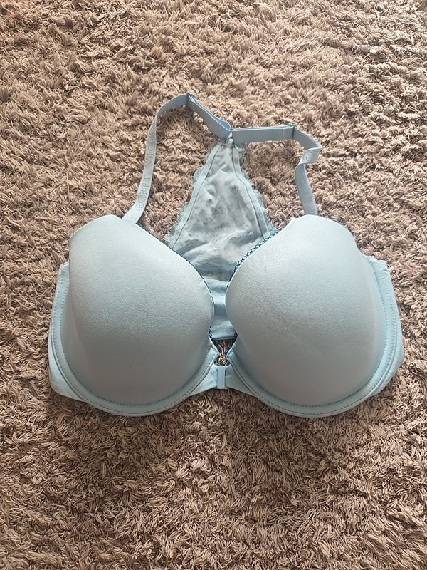 Womens VICTORIA'S SECRET Blue Lined Demi Racerback Bra Size 32DDD Great...