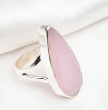 Pink Chalcedony Gemstone Handmade 925 Sterling Silver Ring Jewelry For Her