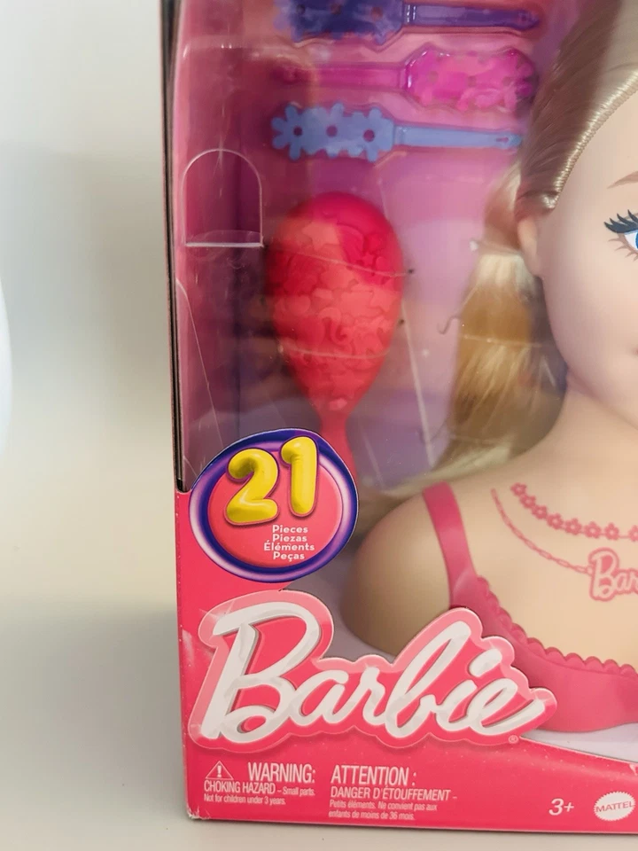 Barbie Doll Styling Head, Blond Hair with 21 Colorful Accessories, Doll Head - Image 3 of 4