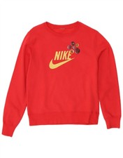 NIKE Womens Graphic Sweatshirt Jumper UK 8 Small Red Cotton AQ15