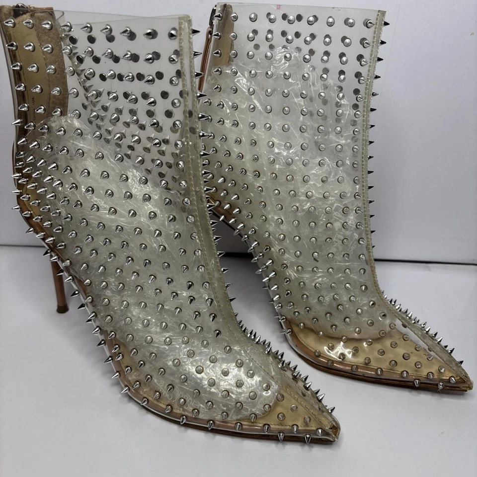 STEVE MADDEN Botín Mujer VIA-S TRANSPARENTE Punta de Punta Tacón Alto BOTA TALLA 10 Foto 2 de 4
