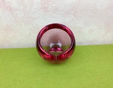 1969 Rare Viking Art Glass Thistle Pink Slant Orb Ashtray Atomic Mid Century