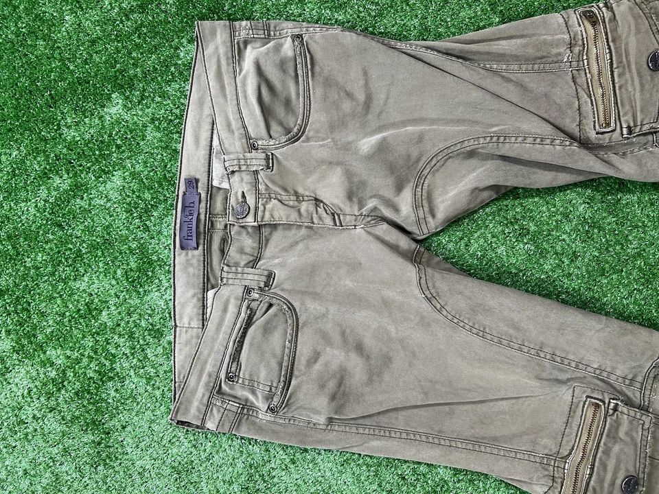 Frankie B Pants Womens 29 Olive Green Cargo Moto Skinny Zip Pocket Made USA - Image 4 of 4