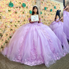 Purple Quinceanera Dresses Off Shoulder Lace Appliques Prom Ball Gowns Sweet 16