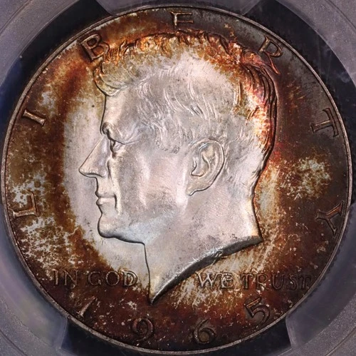 New Listing1965 P Kennedy Half Dollar PCGS MS66, Business Strike, Toned, FREE SHIPPING