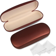 Glasses Case, 2 Pack Eyeglass Case with Cleaning Cloth, Glasses Case Hard Shell