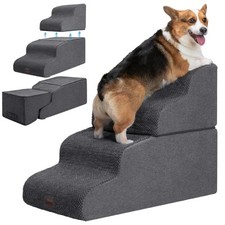 Dog Stairs for High Beds, 4-Step Dog Steps for Small Dogs and Cats, Foldable ...