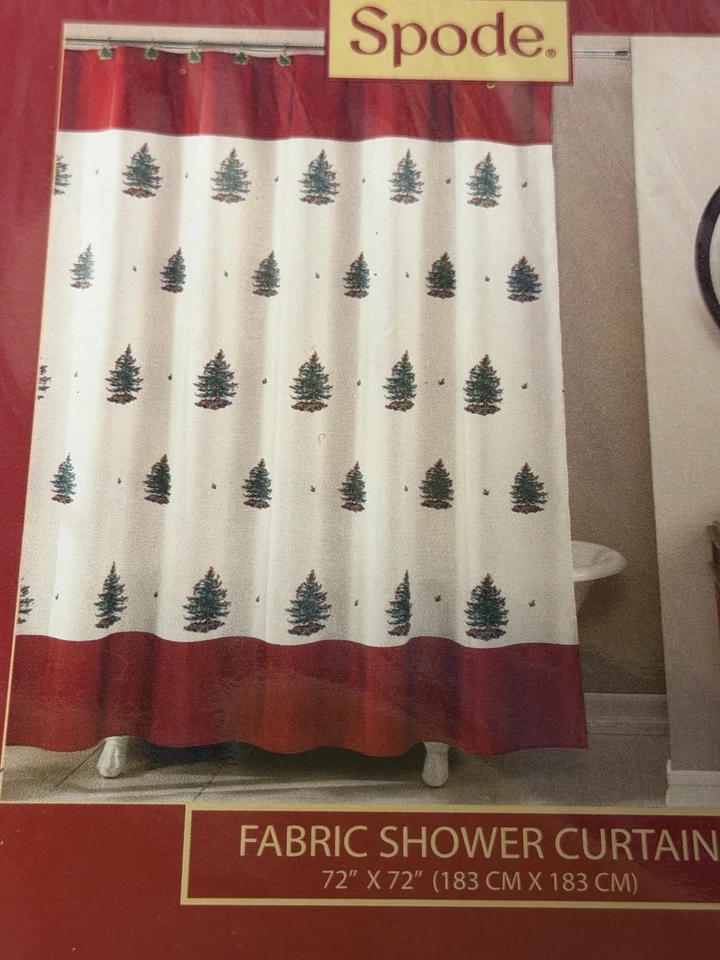 Cortina de ducha de tela Spode árbol de Navidad 72x72 nueva en paquete Foto 4 de 4