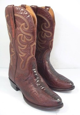 EL DORADO MEN'S 10 E HANDMADE OSTRICH LEG BRASS COWBOY BOOTS MEDIUM TOE