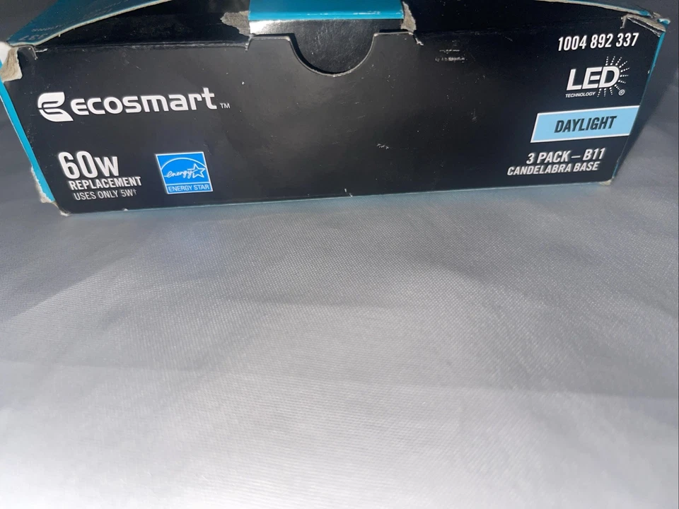 3pk Ecosmart 60W LED Light Bulb B11 Dimmable Candelabra Clear Glass Daylight E12 - Image 4 of 4