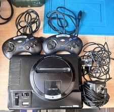 Sega Mega Drive Console Powercable Two Controllers Display Adapter Tested Cables