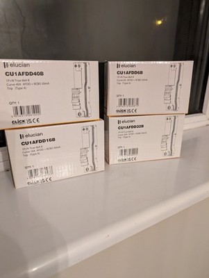 Elucian CU1AFDD32B 6A,16A,40ARCBO 1P+N True 6kA B Curve RCBO 30mA Neu in OVP