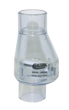 200-C10 PVC Swing/Spring Combination Check Valve, Clear, fits 1" PVC pipe