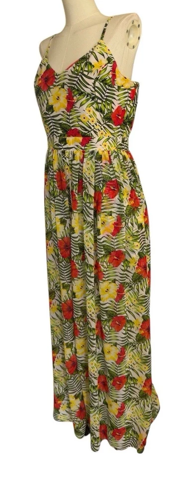 XOXO Floral V-Neck Spaghetti Strap Romper with Skirt Overlay Women's Sz L - Image 2 of 4