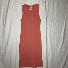 Nine West Coral Sleeveless Ribbed Knit Midi Dress Sz S Brand New With Tag. A169