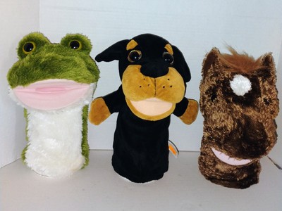 3 Animal Hand Puppets Frog Dog And Horse Play Pretend Puppet Show 