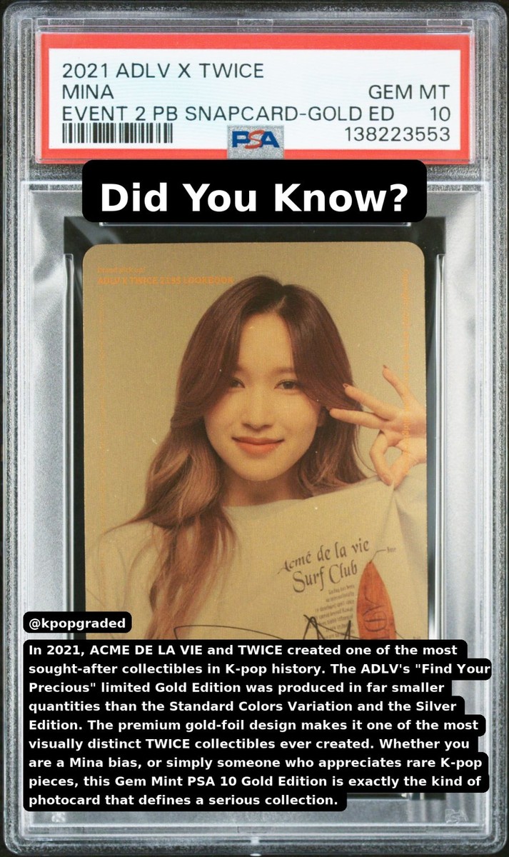 MINA TWICE X ADLV BONUS GOLD EDITION SNAPCARD GEM MINT PSA 10 | eBay