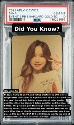 MINA TWICE X ADLV BONUS GOLD EDITION SNAPCARD GEM MINT PSA 10 | eBay