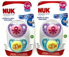  2 Nuk Orthodontic Pacifier Silicone 6-18M Sealed Octopus Clownfish BPA-Free