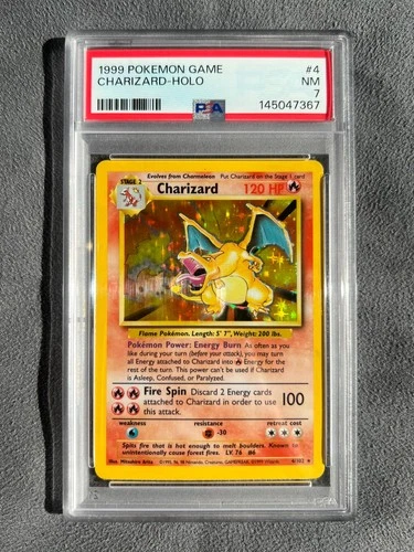 1999 Pokemon Unlimited Charizard Rare Holo 4/102 PSA 7