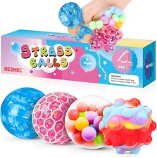 4-Pack Multicolored Stress Balls for Anxiety Relief - Perfect for