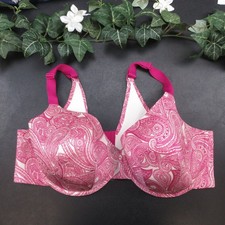 Catherines Women's Bra 44DDD Fuchsia Pink White Paisley Underwire Padded