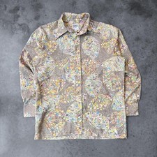 Vintage 70s Psychedelic Disco Shirt Button Up Hippie Dagger Collar Large