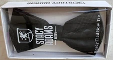 Stacy Adams Ready Tied Adjustable Black Plaid Bow Tie 100% Microfiber (NEW)