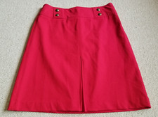 NWT 89 Womens Skirt-TALBOTS-red cotton stretch lined A-line single pleat-6