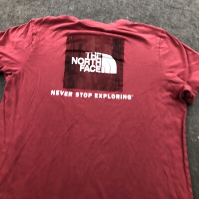 The North Face Shirt Women Large Red Short Sleeve Spell Out Hiking