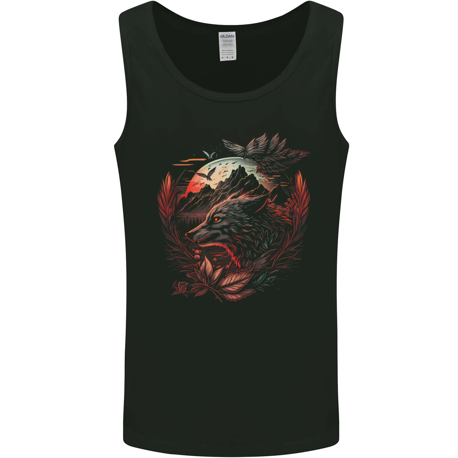 An Evil Night Wolf and Moon Mens Vest Tank Top