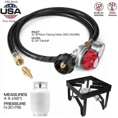 High Pressure (0~30 PSI) Adjustable Propane Regulator with Gauge 4FT Hose Gas