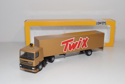 A58 1:50 LION CAR LION TOYS DAF 95 TWIX TRUCK WITH 1 AXEL TRAILER MIB