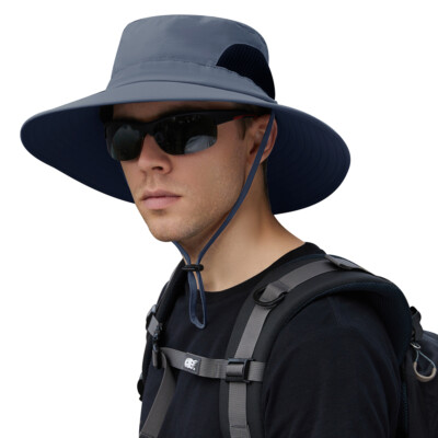 Men Women Sun Hat Wide Brim Bucket Bonnie Cap UV Protection  display picture 2