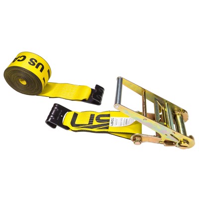 US Cargo Control 4 Inch x 20 Foot Yellow Ratchet Strap w/Flat Hooks