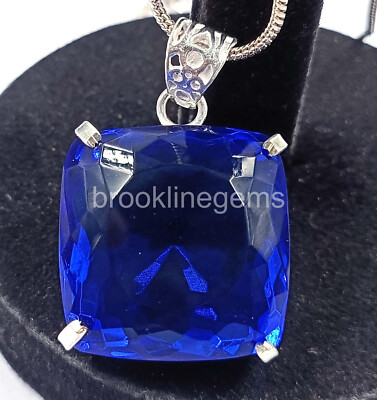 Natural Blue Sapphire 97.80 CT Cushion Cut EGL Pendant 925 Silver Gemstone 5ARS