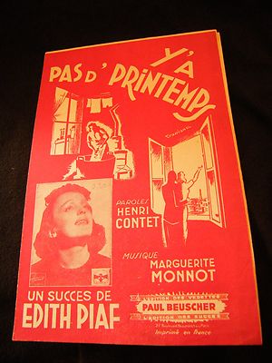 Partition Y'a Pas De Printemps Edith Piaf Musiknoten
