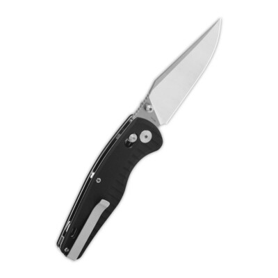 QSP Reptile Folding Knife Black G10 Handle 14C28N Clip Point Plain Edge QS165-C1