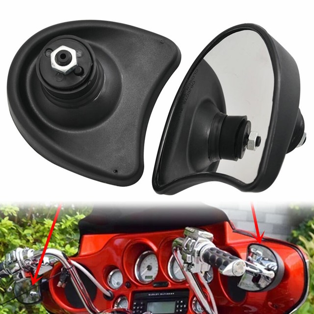 Black Inner Fairing Mount Side Rear Mirrors For Harley Ultra Limited