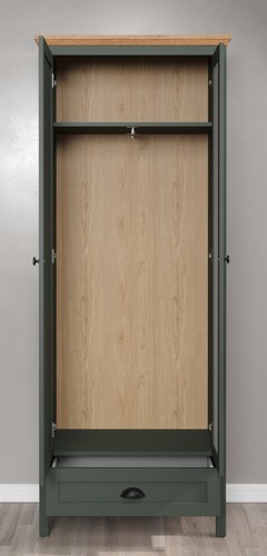 Garderobenschrank Hochschrank Garderobenmöbel Tannengrün Eiche Landhausstil - Bild 5 von 9