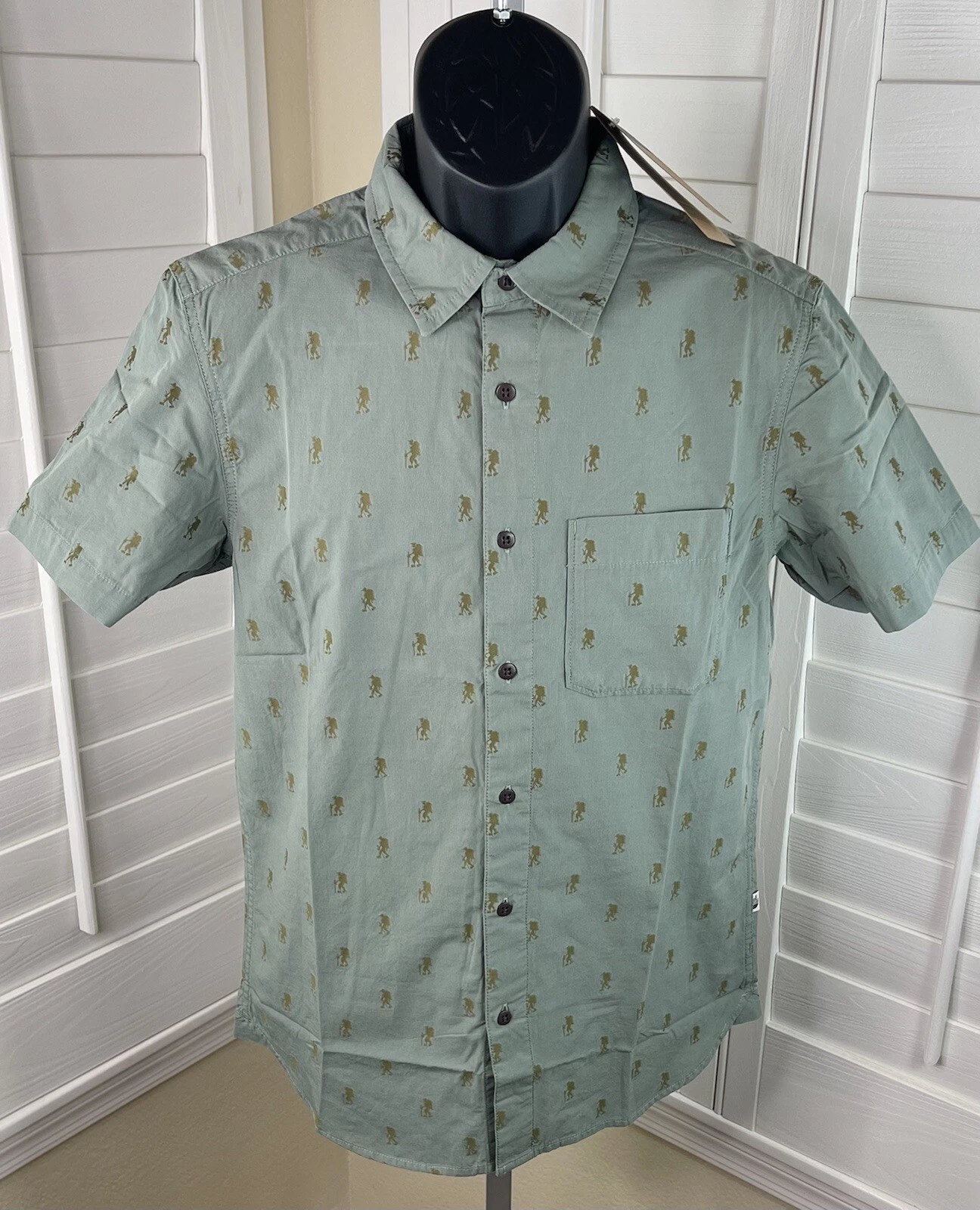 The North Face Baytrail Jacquard SS Hiker Graphic Button-Up Shirt, Men’s S - NWT