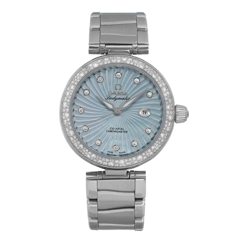 Omega De Ville Ladymatic Blue MOP Diamond Dial Ladies Watch 425.35.34.20.57.002