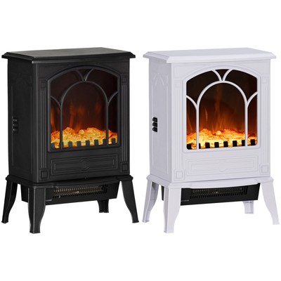 HOMCOM Freestanding Electric Fireplace Heater with LED Log Flames