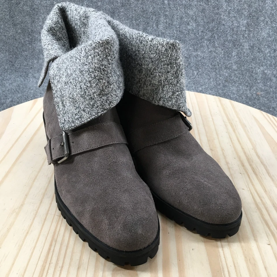 Splendid Boots Womens 12 Karlyn Collar Ankle Booties Gray Suede Buckle Straps - Image 3 of 4