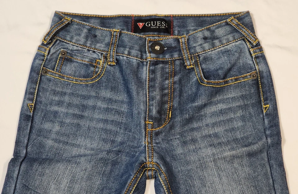 GUESS NIÑOS NIÑO SKINNY FIT AZUL JEANS DENIM CINTURA AJUSTABLE TALLA 8 Etiqueta Negra Foto 3 de 4
