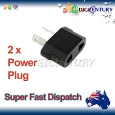 2x Universal Travel Power Plug Adapter EU EURO Asia to AUSTRALIAN Black